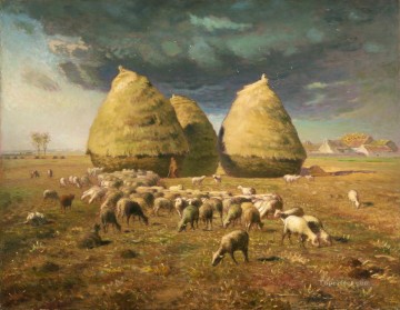  Francois Pintura al %C3%B3leo - Pajares Otoño Barbizon naturalismo realismo agricultores Jean Francois Millet
